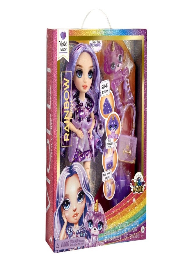 Rainbow High Fashion Doll with Slime & Pet - Violet (Purple) - 28 cm Shimmer Doll with Sparkle Slime, Magical Pet and Fashion Accessories - Kids Toy - Great for Ages 4-12 Years - Image 5